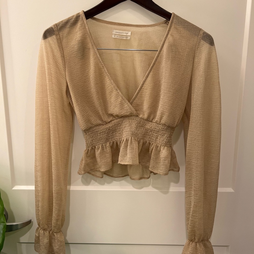 Urban Outfitters Gold mesh blouse